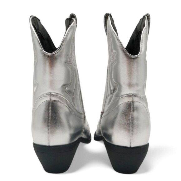 Soda Rigging S  Size 7 Silver Metallic Embroidered Western Stitch Ankle Boots - Picture 11 of 15